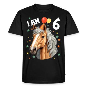 J’ai 6 ans Chevaux Cheval 6e anniversaire - T-shirt Premium bio Homme - noir - Devant - Nico (187cm)