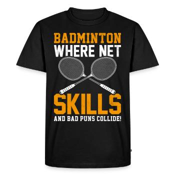 Badminton Players - Men's Premium Organic T-Shirt - black - Front - Nico (187cm)