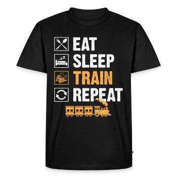 Train Enthusiast Railway Locomotive - Men's Premium Organic T-Shirt - black - Front - Nico (187cm)