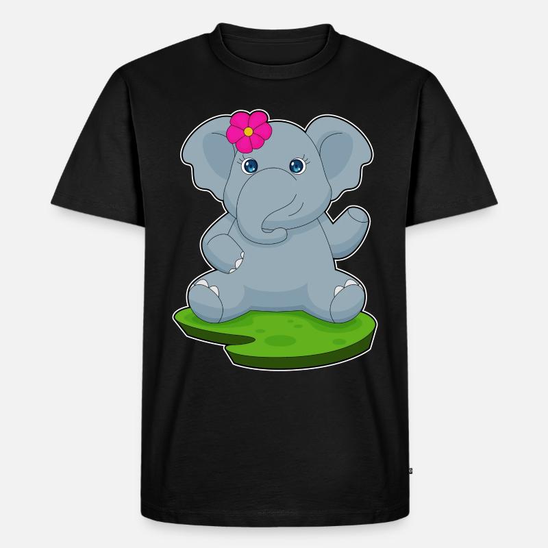 Elefant Blume - Männer Premium Bio T-Shirt - Schwarz