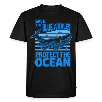 Save the blue whales protect the ocean - Men's Premium Organic T-Shirt - black - Front - Nico (187cm)