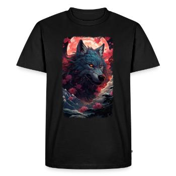 Loup Renard Esthétique Japonais Kitsune - T-shirt Premium bio Homme - noir - Devant - Nico (187cm)