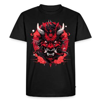 Japonais Hannya démon samouraï guerrier Oni masque - T-shirt Premium bio Homme - noir - Devant - Nico (187cm)