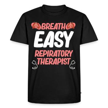 Respirer facilement Inhalothérapeute Asthme Pneumologie - T-shirt Premium bio Homme - noir - Devant - Nico (187cm)