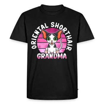 Oriental Shorthair Granny OKH chat cadeau - T-shirt Premium bio Homme - noir - Devant - Nico (187cm)