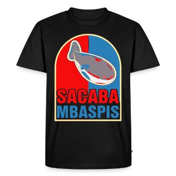 Fish Meme Red Blue - Men's Premium Organic T-Shirt - black - Front - Nico (187cm)