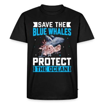 Save the Blue Whales protect the Ocean - Men's Premium Organic T-Shirt - black - Front - Nico (187cm)