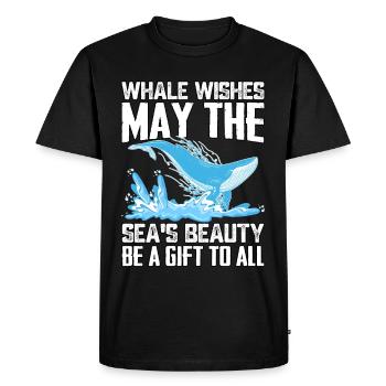 Whale wishes may the sea's beauty be a gift to all - Men's Premium Organic T-Shirt - black - Front - Nico (187cm)