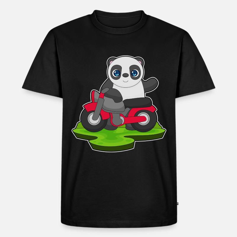 Panda Motorrad - Männer Premium Bio T-Shirt - Schwarz