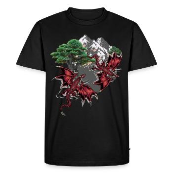 Fantasy Dragon Figurine Magic Fairy Tale Fairy Tale Character - Men's Premium Organic T-Shirt - black - Front - Nico (187cm)
