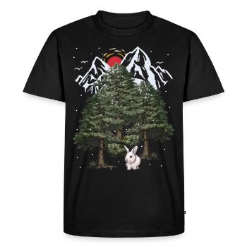 Alpes, Lapin, Hiver, Chute De Neige, Noël, Lapin - T-shirt Premium bio Homme - noir - Devant - Nico (187cm)