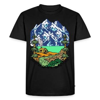 Alps, Summit, Mountains, Beg Hut, House, Alm, Tyrol, Nature - Men's Premium Organic T-Shirt - black - Front - Nico (187cm)