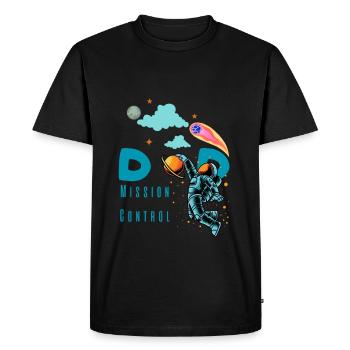 Outer Space Dad Birthday tee Shirt-First Trip. - Men's Premium Organic T-Shirt - black - Front - Nico (187cm)