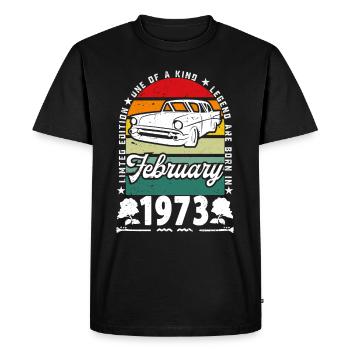 Anniversaire février 1973, Vintage février 1973. - T-shirt Premium bio Homme - noir - Devant - Nico (187cm)