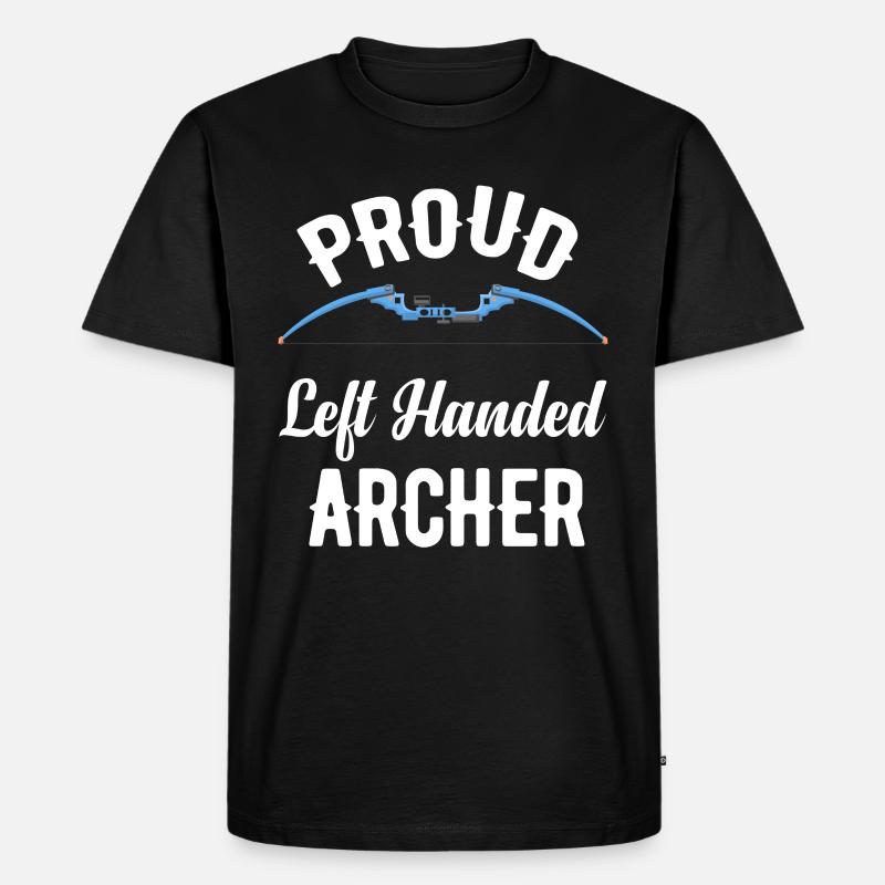 Stolzer Linkshändiger Bogenschießbogen - Männer Premium Bio T-Shirt - Schwarz