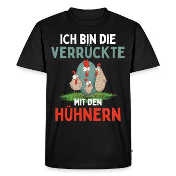 JE SUIS LE FOU AVEC LES POULETS Drôle - T-shirt Premium bio Homme - noir - Devant - Nico (187cm)