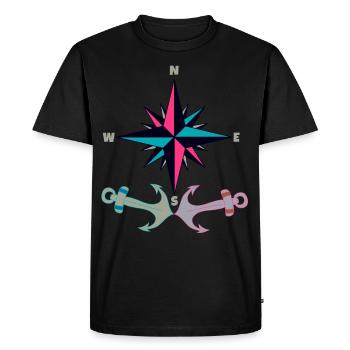 Ancre rétro Vintage Ahoy boussole marin capitaine - T-shirt Premium bio Homme - noir - Devant - Nico (187cm)