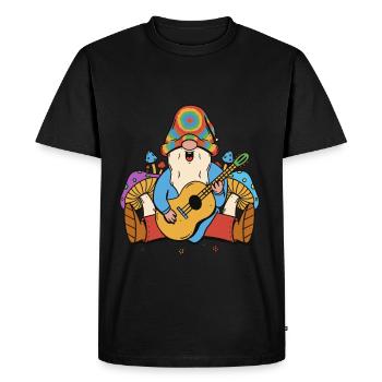 Hippie Gnome Nain Champignons Musique Musicien Guitare - T-shirt Premium bio Homme - noir - Devant - Nico (187cm)