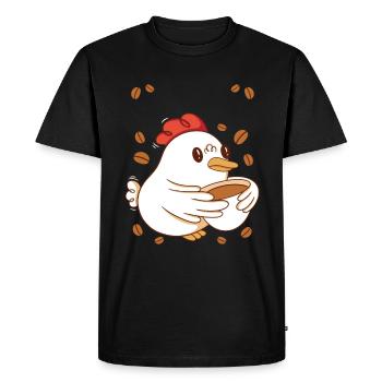 Pause-café Caféine Poulet Petit-déjeuner Early Bird - T-shirt Premium bio Homme - noir - Devant - Nico (187cm)