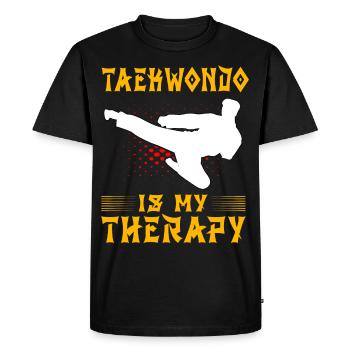 Le taekwondo est ma thérapie - T-shirt Premium bio Homme - noir - Devant - Nico (187cm)