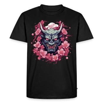 Japonais Hannya Démon Samouraï Guerrier Oni Masque - T-shirt Premium bio Homme - noir - Devant - Nico (187cm)