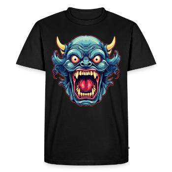 Japonais Hannya démon samouraï guerrier Oni masque - T-shirt Premium bio Homme - noir - Devant - Nico (187cm)