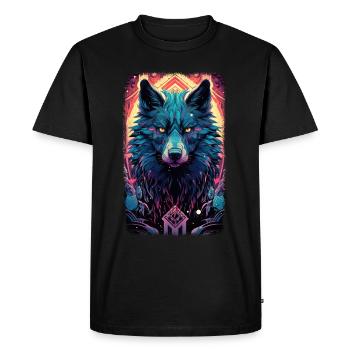 Loup Renard Esthétique Japonais Kitsune - T-shirt Premium bio Homme - noir - Devant - Nico (187cm)
