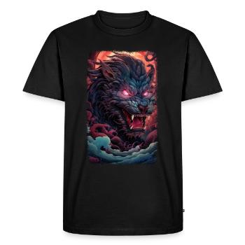 Loup Renard Esthétique Japonais Kitsune - T-shirt Premium bio Homme - noir - Devant - Nico (187cm)
