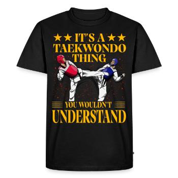 C’est un truc de taekwondo que vous ne comprendriez pas - T-shirt Premium bio Homme - noir - Devant - Nico (187cm)