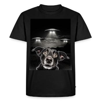 Selfie De Chiens Drôles Devant Des OVNIS Chien OVNI - T-shirt Premium bio Homme - noir - Devant - Nico (187cm)