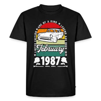 Anniversaire février 1987, Vintage février 1987. - T-shirt Premium bio Homme - noir - Devant - Nico (187cm)