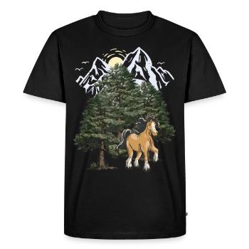 Montagnes, Montagnes, Cheval, Forêt-Noire, Tyrol, Alpes - T-shirt Premium bio Homme - noir - Devant - Nico (187cm)