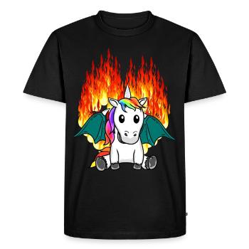 Dragon ardent Licorne fantaisie fable pour enfants - T-shirt Premium bio Homme - noir - Devant - Nico (187cm)