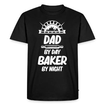 Dad During Day Baker At Night Funny - Men's Premium Organic T-Shirt - black - Front - Nico (187cm)