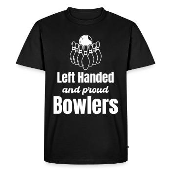 Left Handed And Proud Bowler Ambidextrous - Men's Premium Organic T-Shirt - black - Front - Nico (187cm)
