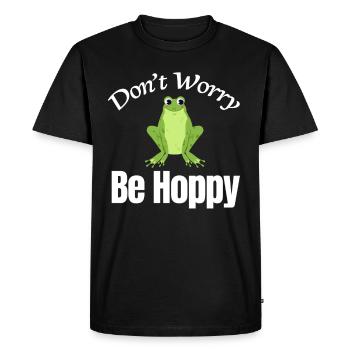 Don't worry, be hoppy, funny, - Men's Premium Organic T-Shirt - black - Front - Nico (187cm)