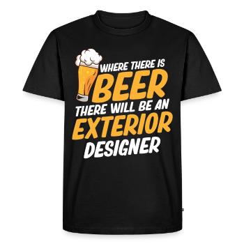 Là où il y a de la bière, il y a aussi un designer extérieur - T-shirt Premium bio Homme - noir - Devant - Nico (187cm)