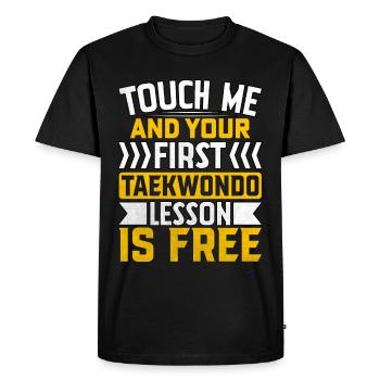 Touchez-moi et votre première leçon de taekwondo est gratuite - T-shirt Premium bio Homme - noir - Devant - Nico (187cm)