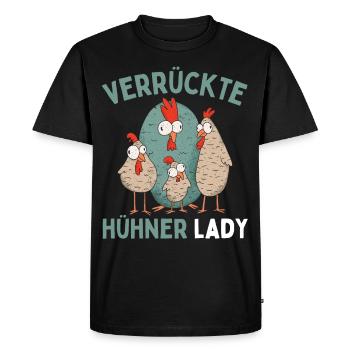 CRAZY CHICKENS LADY Funny Farmer Chickens - Men's Premium Organic T-Shirt - black - Front - Nico (187cm)