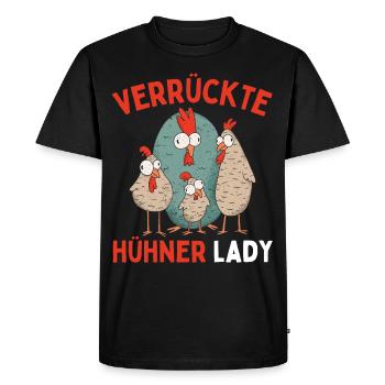 CRAZY CHICKENS LADY Funny Farmer Chickens - Men's Premium Organic T-Shirt - black - Front - Nico (187cm)