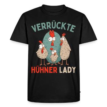 CRAZY CHICKENS LADY Funny Farmer Chickens - Men's Premium Organic T-Shirt - black - Front - Nico (187cm)