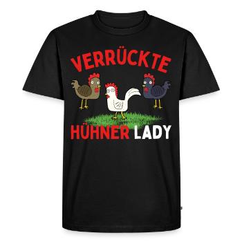 CRAZY CHICKENS LADY Funny Farmer Chickens - Men's Premium Organic T-Shirt - black - Front - Nico (187cm)