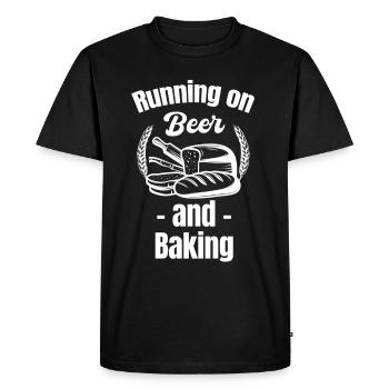 Running On Beer And Baking Funny Baker Father - Men's Premium Organic T-Shirt - black - Front - Nico (187cm)