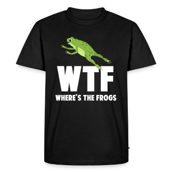 WTF Where are the frogs? Funny - Men's Premium Organic T-Shirt - black - Front - Nico (187cm)