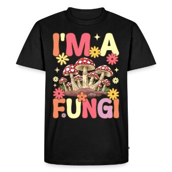 Groovy mycologist looking for mushrooms - Men's Premium Organic T-Shirt - black - Front - Nico (187cm)