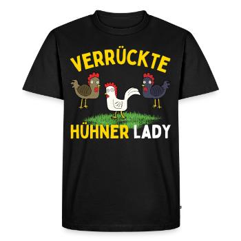 CRAZY CHICKENS LADY Funny Farmer Chickens - Men's Premium Organic T-Shirt - black - Front - Nico (187cm)