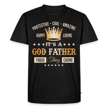 Protecteur, cool, incroyable, c’est un truc de parrain - T-shirt Premium bio Homme - noir - Devant - Nico (187cm)