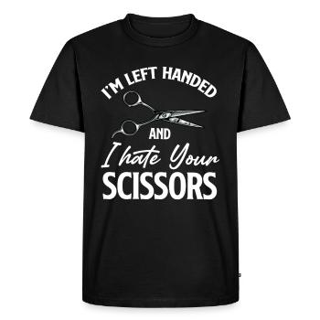 Je suis gaucher et je déteste tes ciseaux - T-shirt Premium bio Homme - noir - Devant - Nico (187cm)