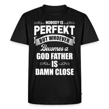 Personne n’est parfait mais drôle parrain filleul - T-shirt Premium bio Homme - noir - Devant - Nico (187cm)