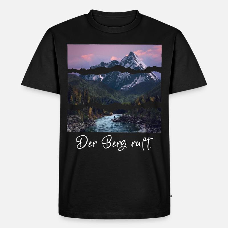 the mountain is calling - Männer Premium Bio T-Shirt - Schwarz